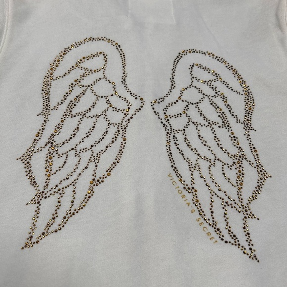 Vintage Y2K Victoria's Secret 2pc Ivory Tracksuit Angel Wings Rhinestones Size L - Picture 5 of 16